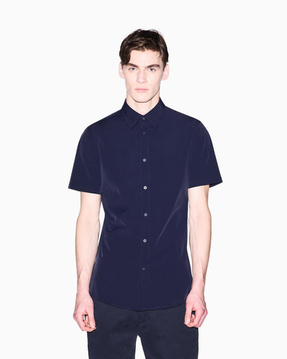 Slim Fit Shirt Solid Color Short Sleeves