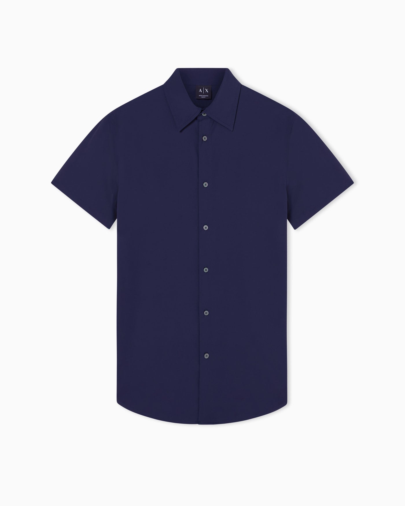 Slim Fit Shirt Solid Color Short Sleeves