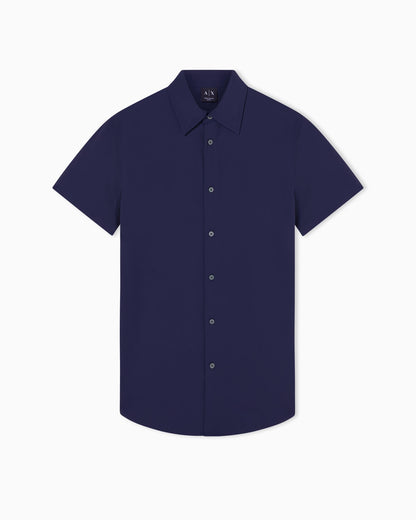 Slim Fit Shirt Solid Color Short Sleeves