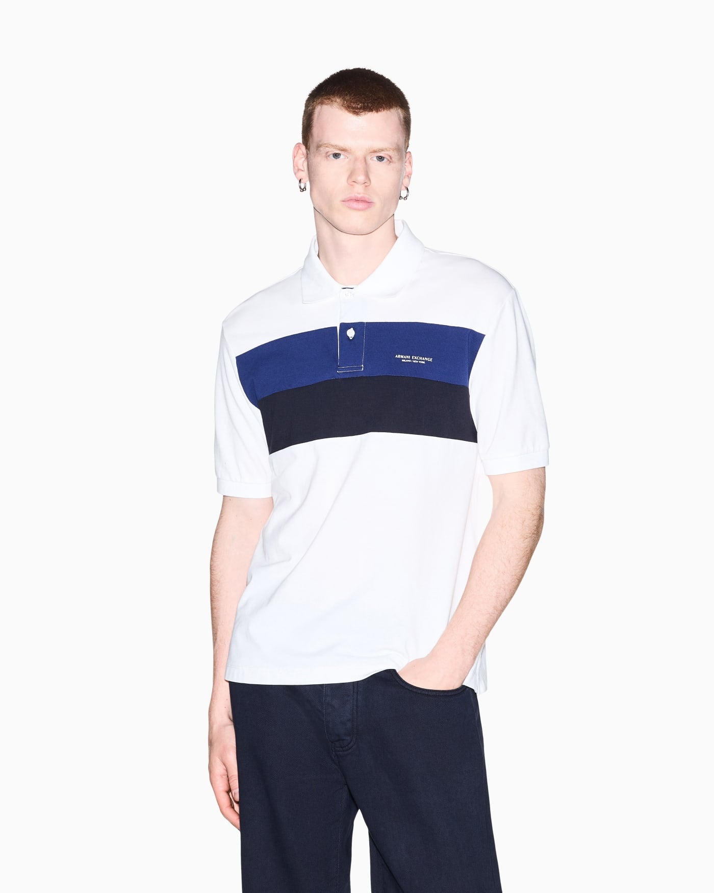 regular fit polo shirt in cotton piqué with rib details