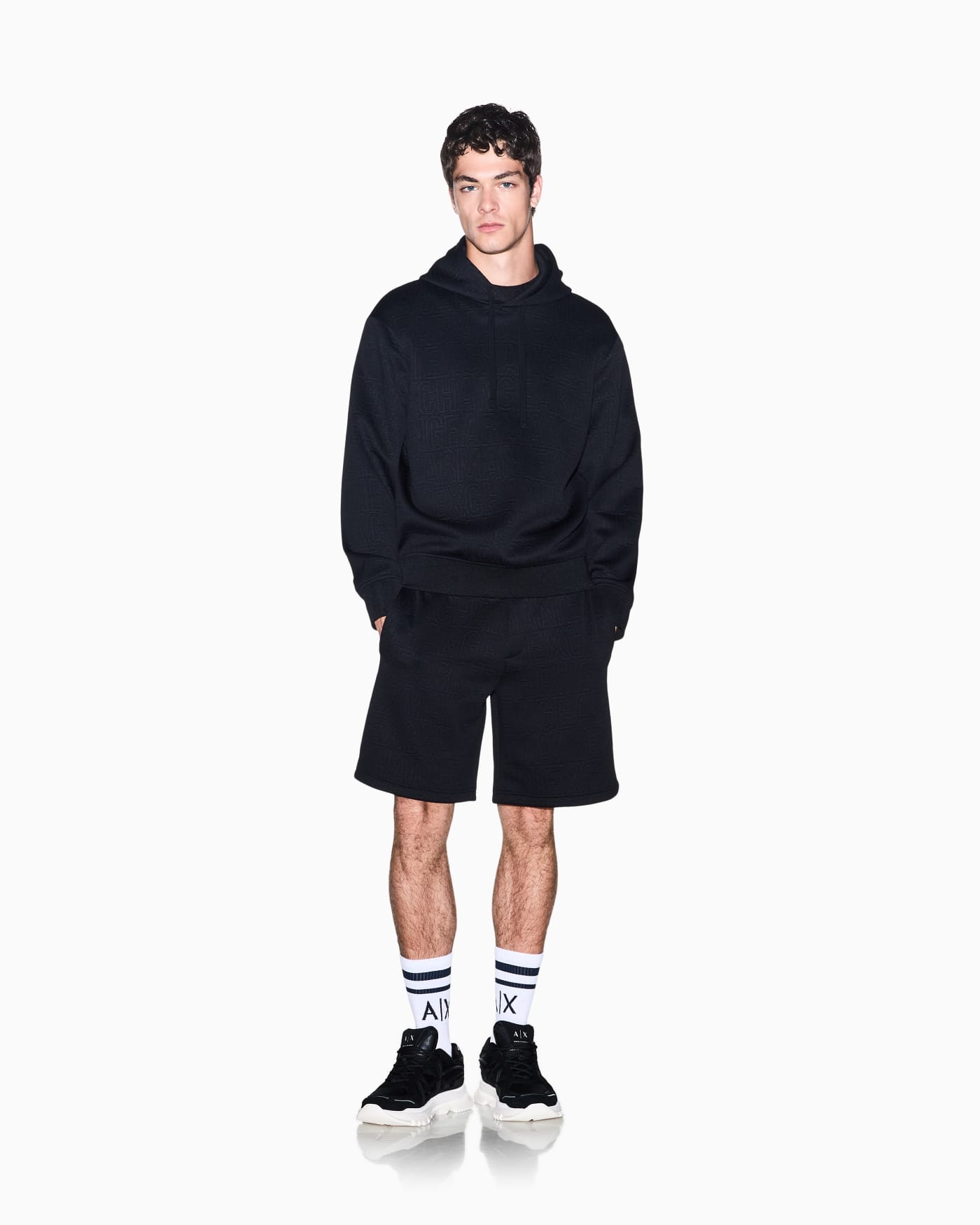 Stretch jacquard jersey hoodie Men