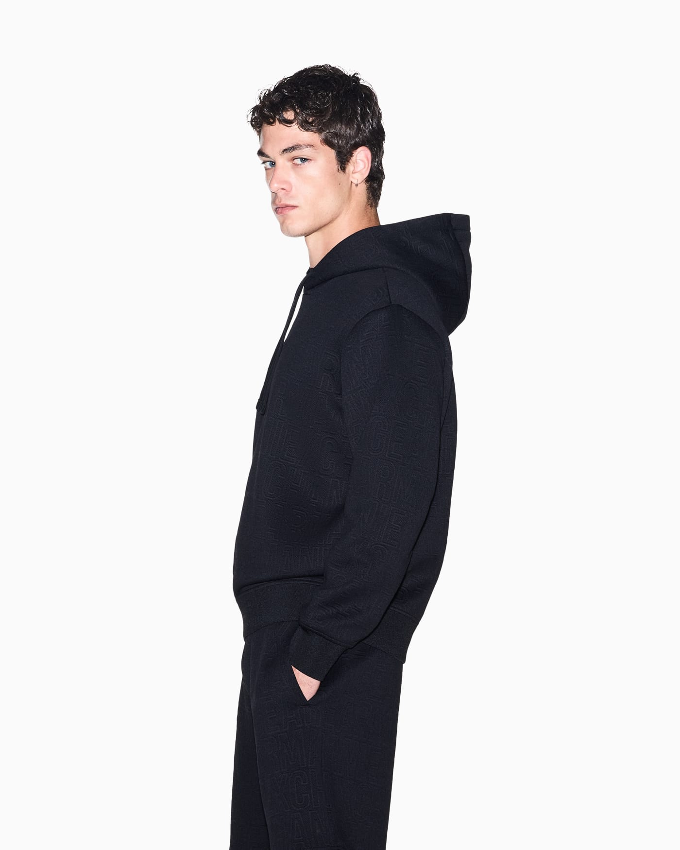 Stretch jacquard jersey hoodie Men