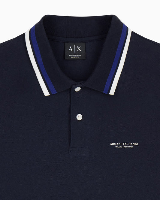 regular fit polo shirt in cotton piquet with rib details
