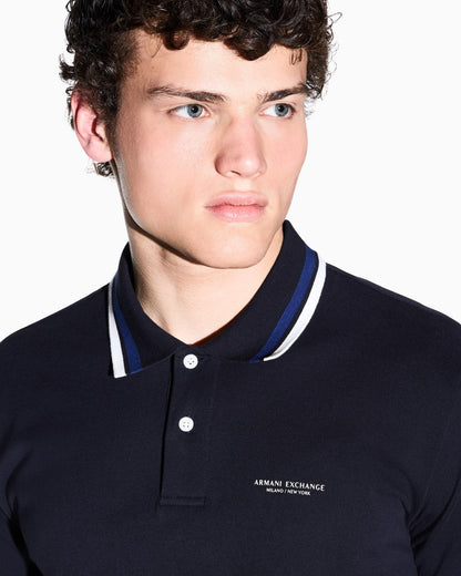 regular fit polo shirt in cotton piquet with rib details