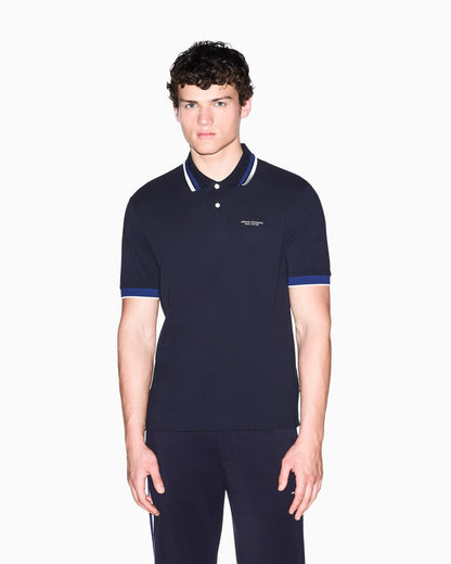 regular fit polo shirt in cotton piquet with rib details
