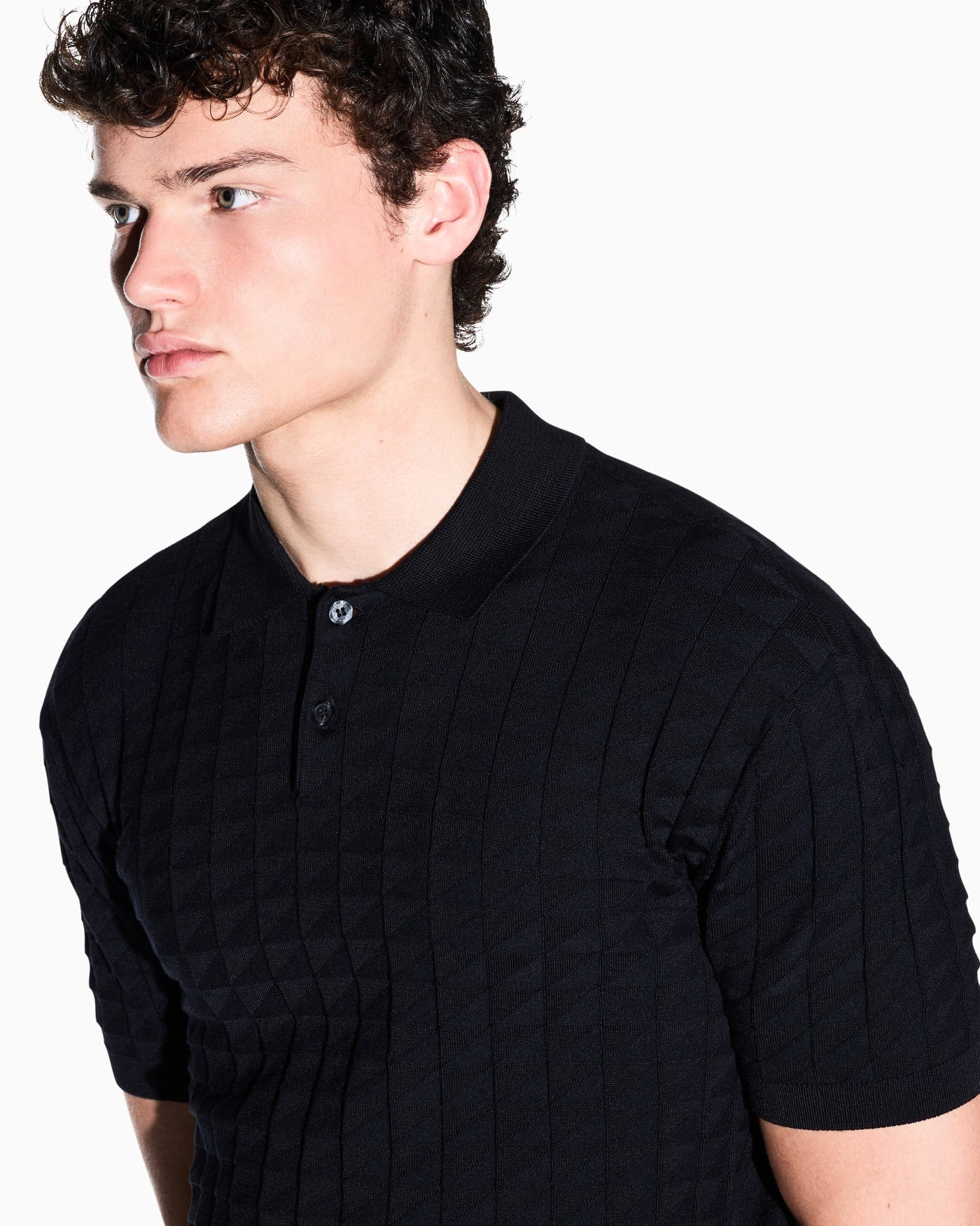 regular fit knit polo in viscose mix