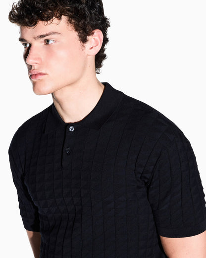 regular fit knit polo in viscose mix
