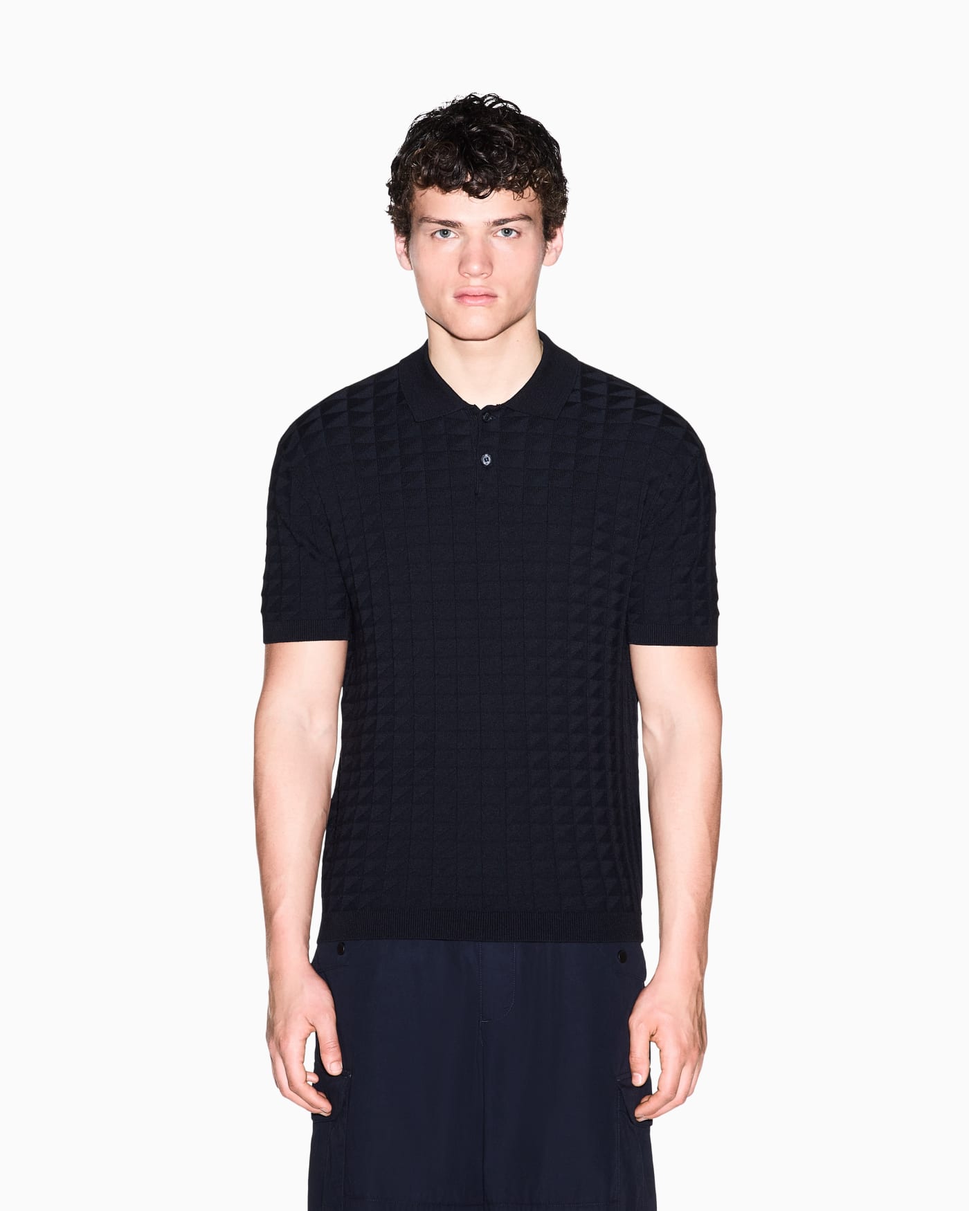 regular fit knit polo in viscose mix