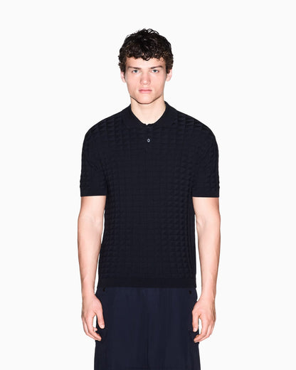regular fit knit polo in viscose mix