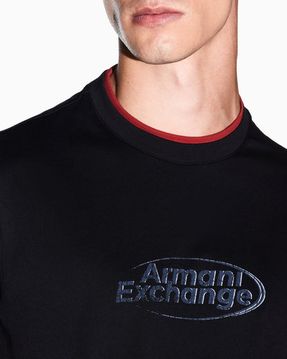 Regular fit crew neck t-shirt in cotton jersey with a logo