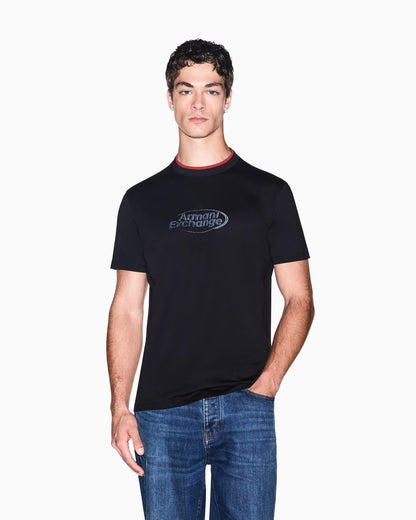 Regular fit crew neck t-shirt in cotton jersey with a logo