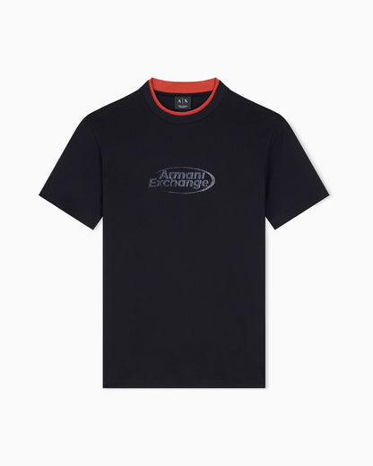 Regular fit crew neck t-shirt in cotton jersey with a logo