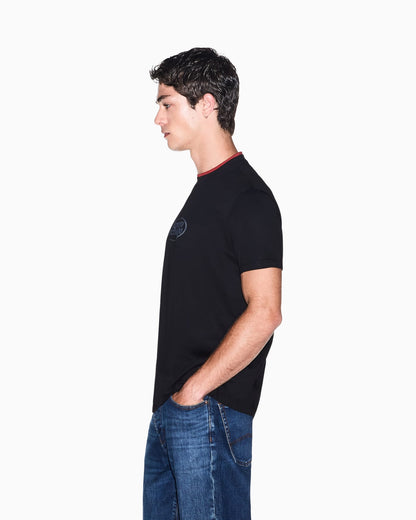 Regular fit crew neck t-shirt in cotton jersey with a logo