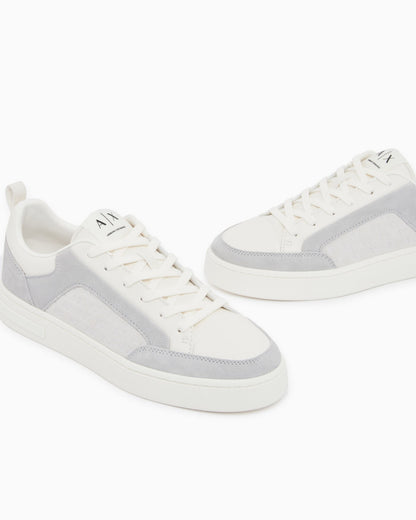 Sneakers in suede with all-over logo and rubber sole
