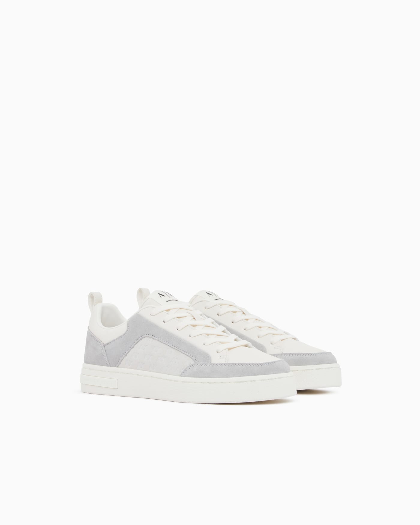 Sneakers in suede with all-over logo and rubber sole