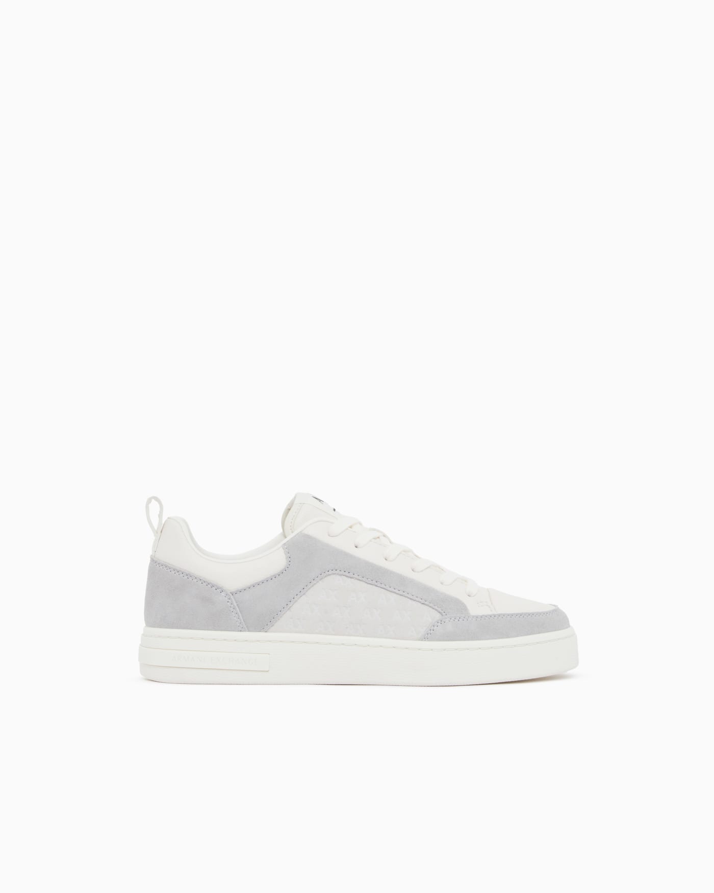 Sneakers in suede with all-over logo and rubber sole