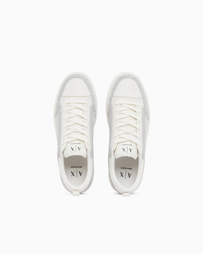 Sneakers in suede with all-over logo and rubber sole