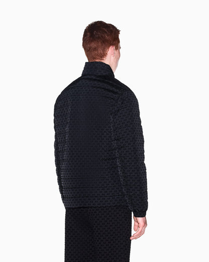 down jacket in all-over flocked nylon