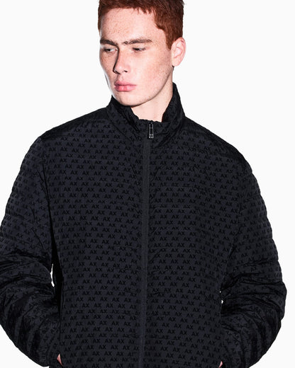 down jacket in all-over flocked nylon