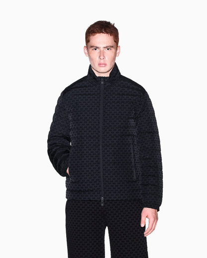 down jacket in all-over flocked nylon
