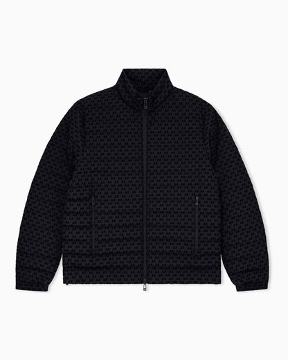 down jacket in all-over flocked nylon