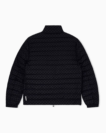 down jacket in all-over flocked nylon