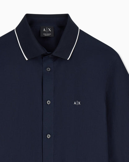 regular fit shirt in cotton poplin with rib details