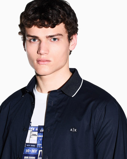 regular fit shirt in cotton poplin with rib details