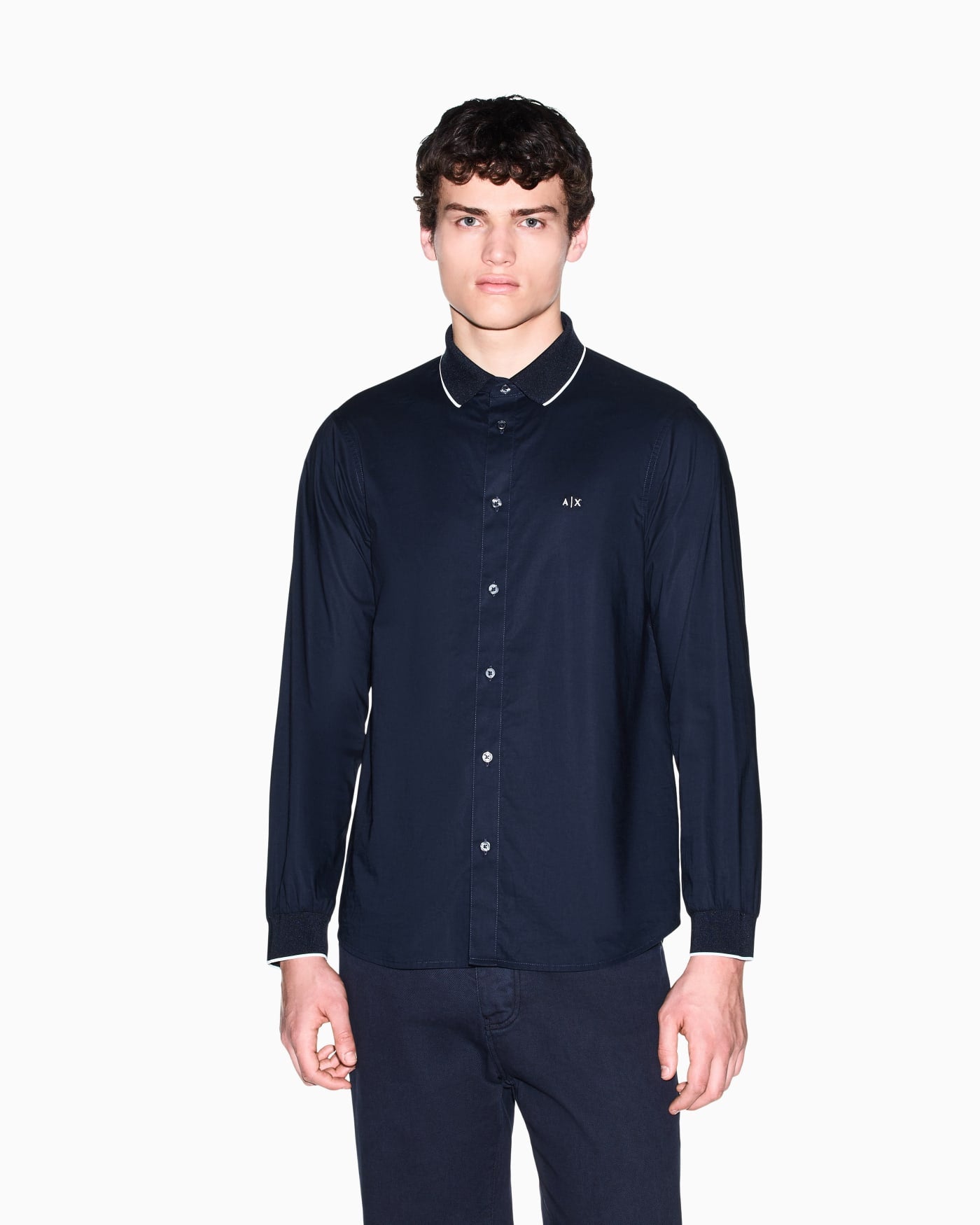 regular fit shirt in cotton poplin with rib details