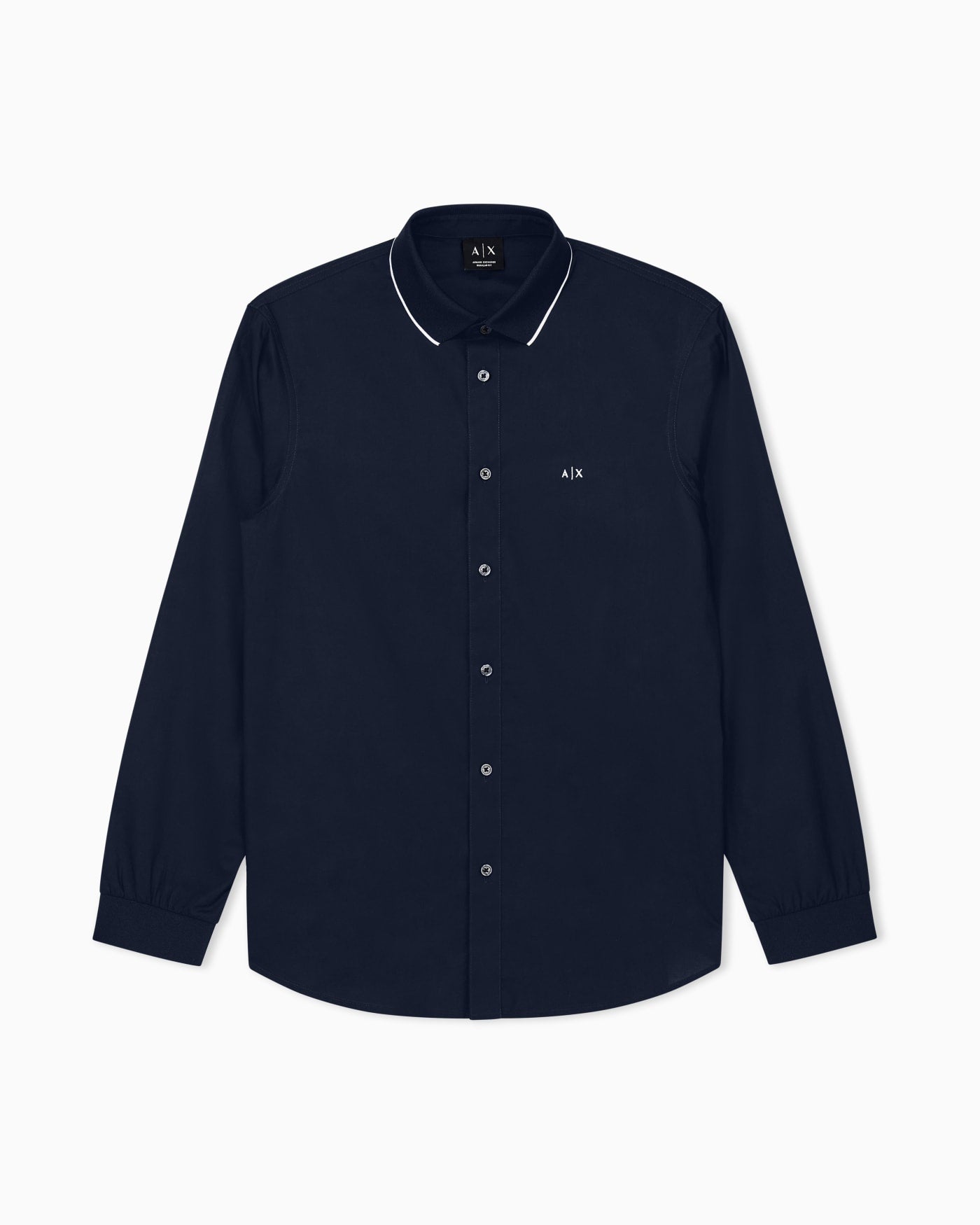 regular fit shirt in cotton poplin with rib details