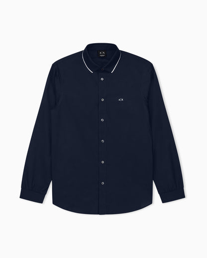 regular fit shirt in cotton poplin with rib details