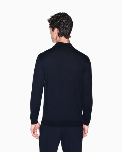 regular fit knit polo in lyocell wool mix