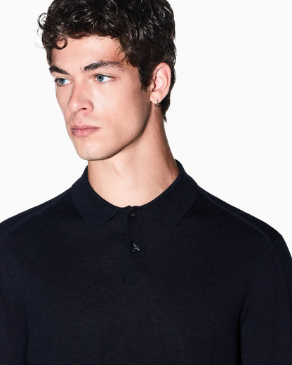 regular fit knit polo in lyocell wool mix