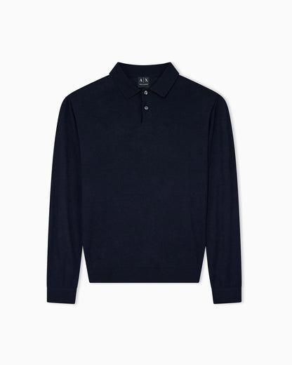 regular fit knit polo in lyocell wool mix