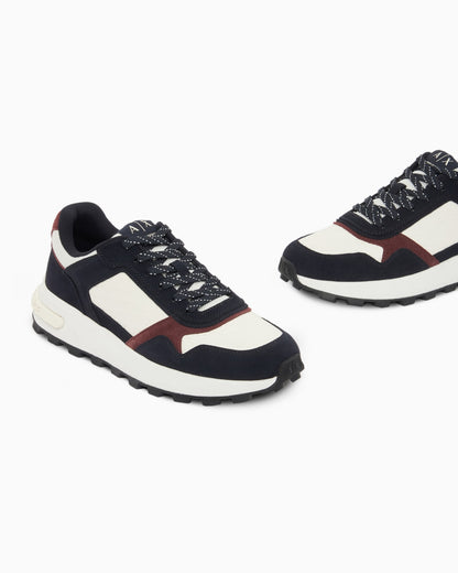 Sneakers in suede and mesh with all-over logo