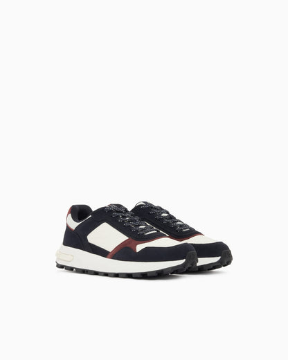 Sneakers in suede and mesh with all-over logo