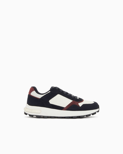 Sneakers in suede and mesh with all-over logo