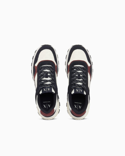 Sneakers in suede and mesh with all-over logo
