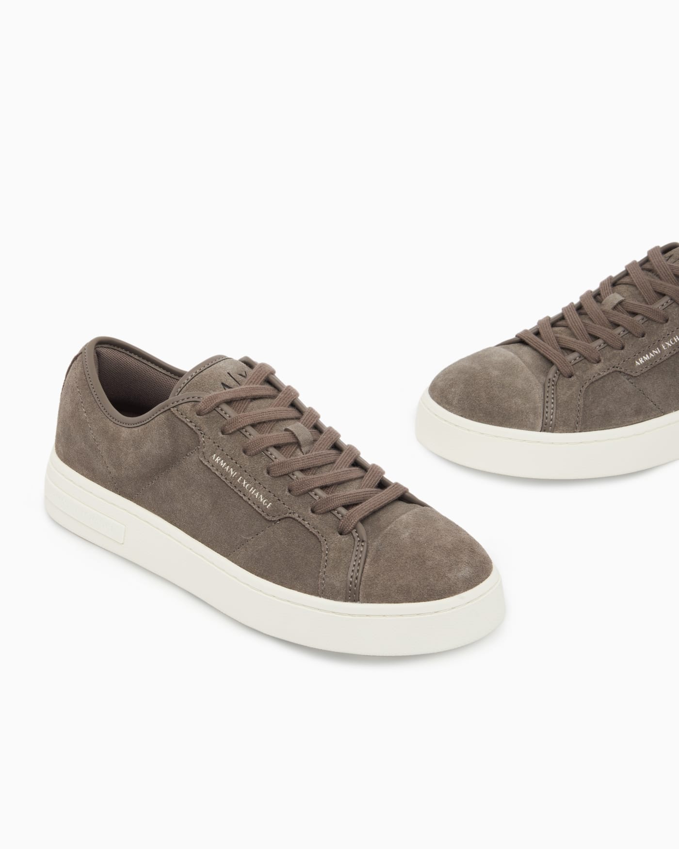 Sneakers in suede and split leather with a rubber sole