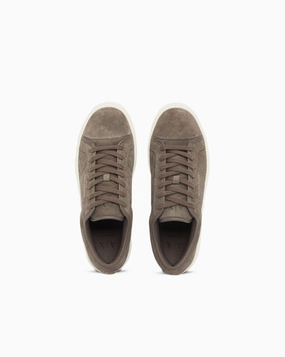 Sneakers in suede and split leather with a rubber sole