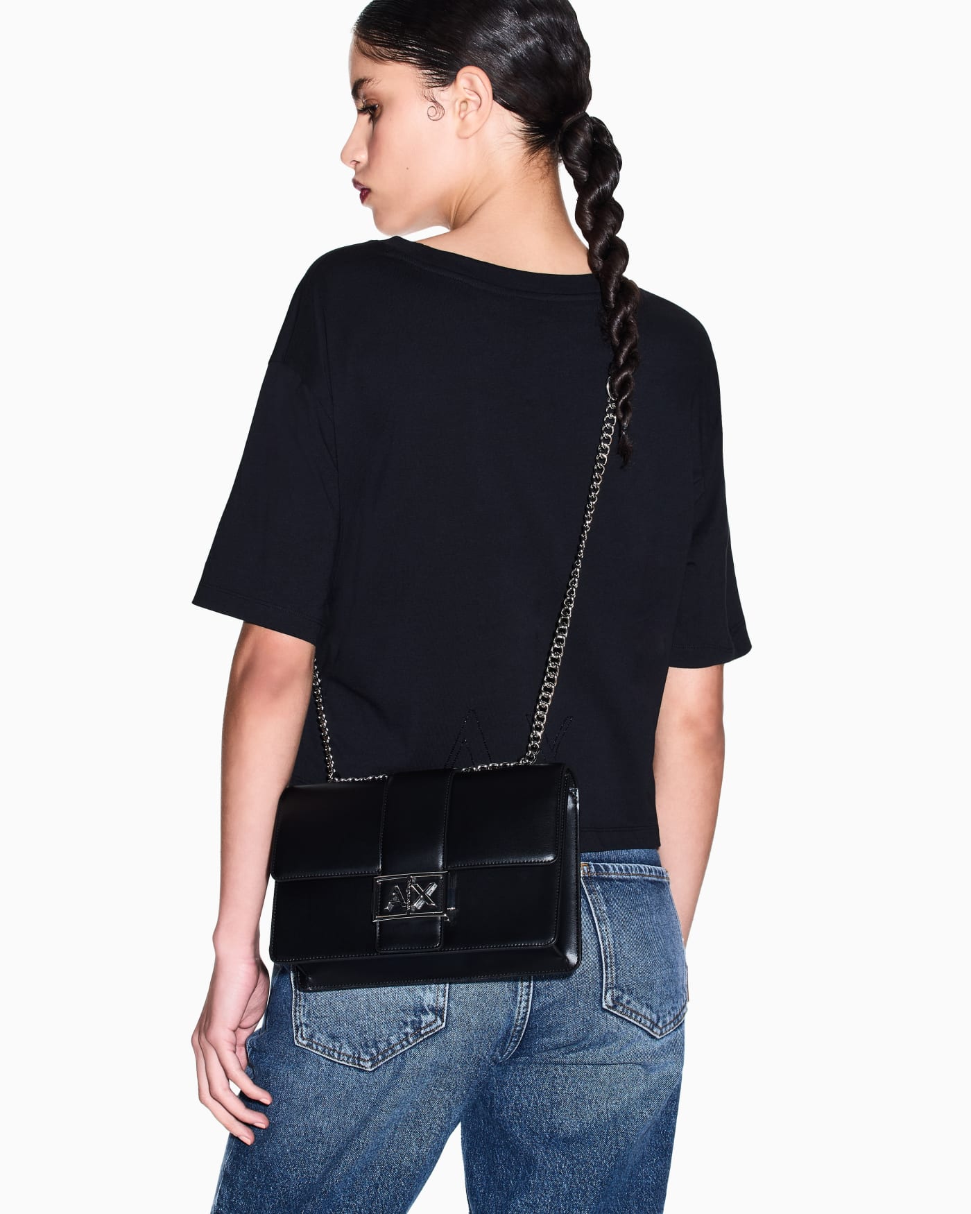 Smooth faux leather crossbody woman