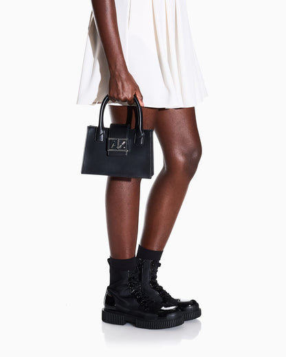 Mesh top structured handbag for woman