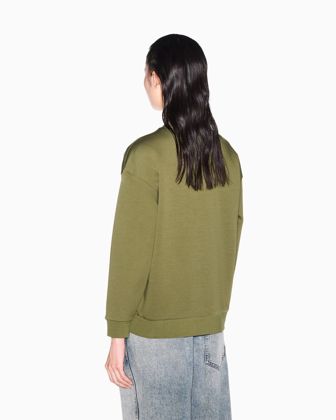 Crew-neck stretch cotton sweatshirt with a logo Icon