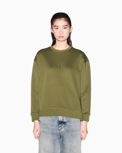 Crew-neck stretch cotton sweatshirt with a logo Icon