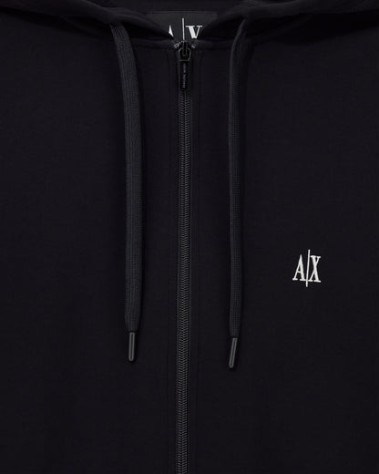 Full-zip hoodie Icon in stretch cotton with embroidered logo