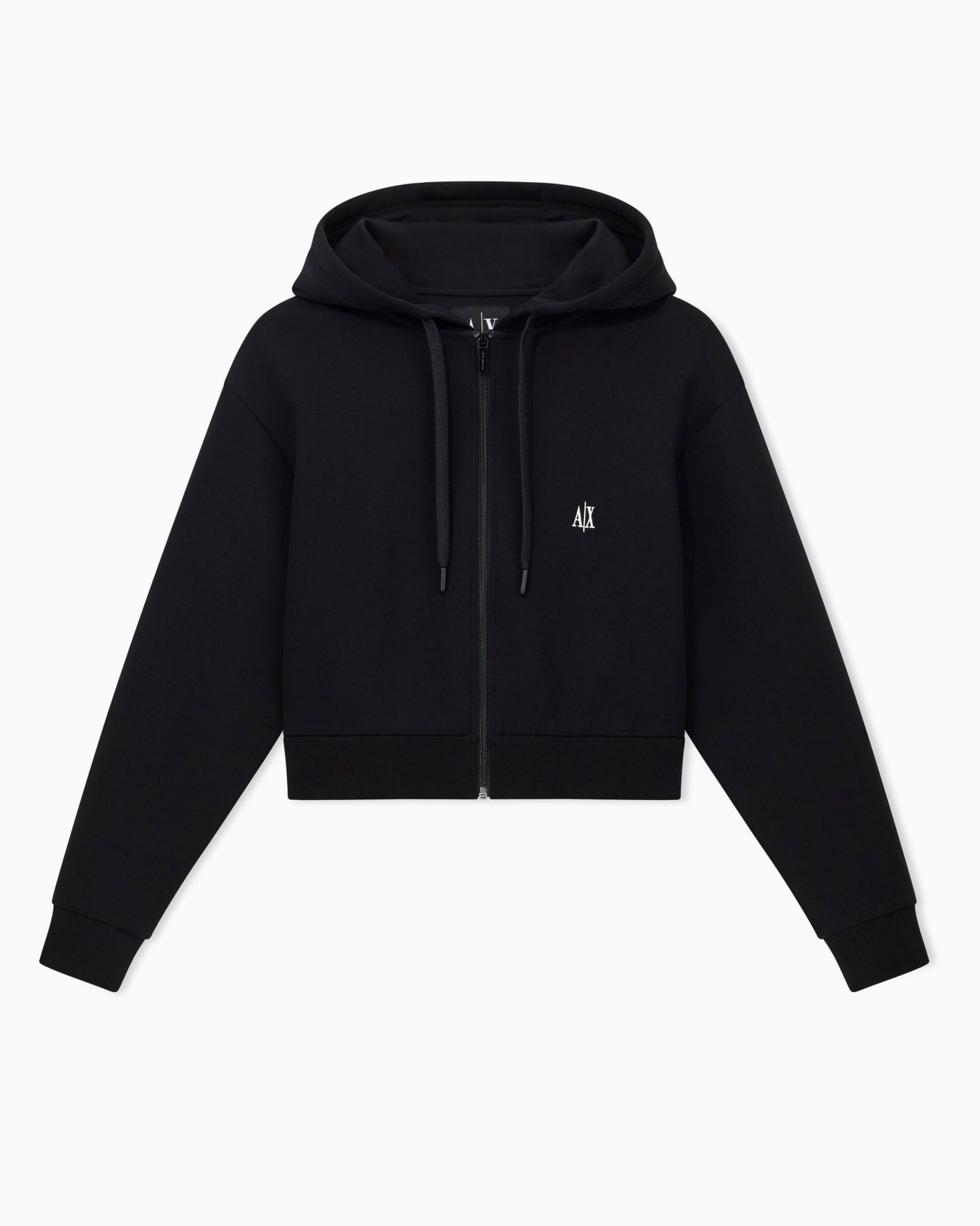 Full-zip hoodie Icon in stretch cotton with embroidered logo