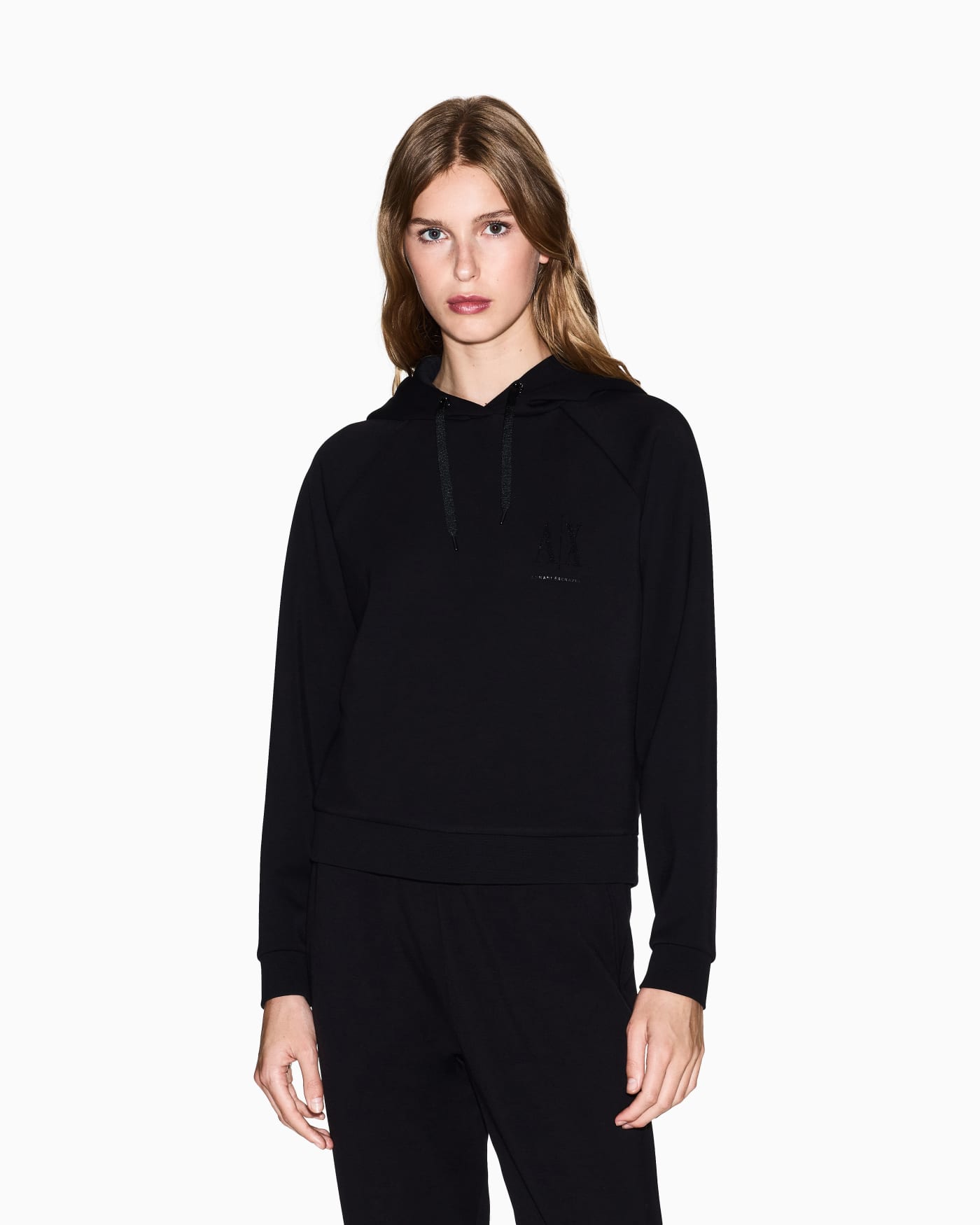 Hooded sweatshirt glitter studs woman