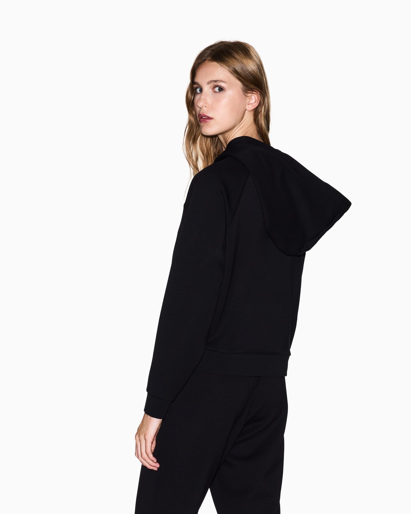 Hooded sweatshirt glitter studs woman
