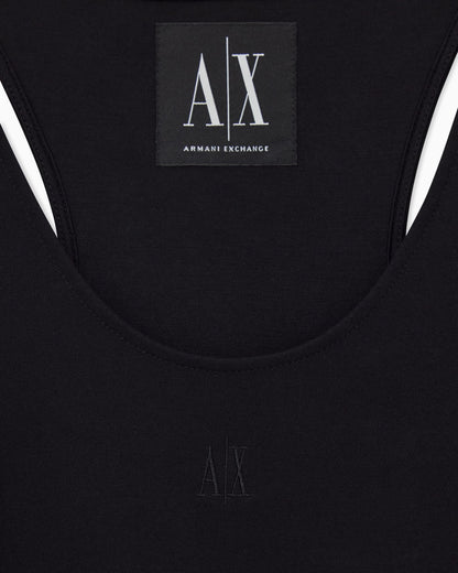 Fitted tank top in viscose ponte with scoop neckline Icon