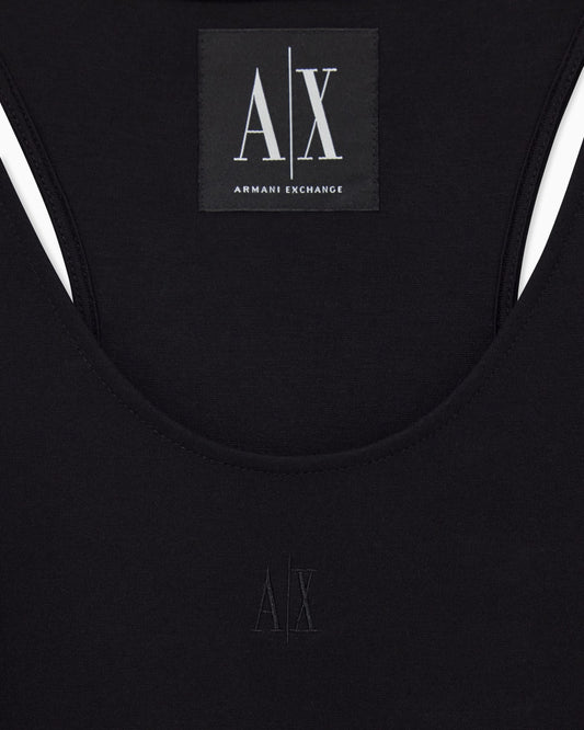Fitted tank top in viscose ponte with scoop neckline Icon